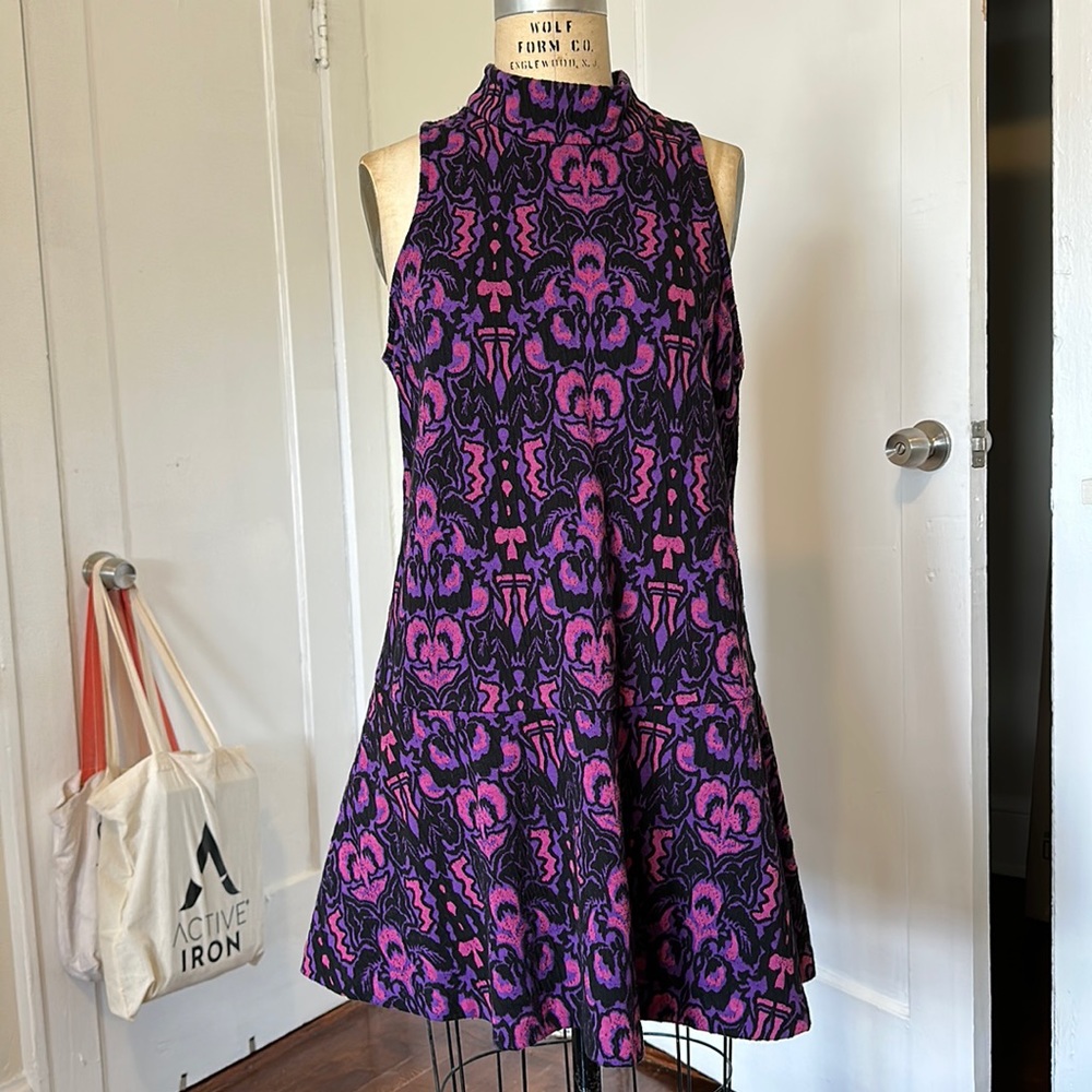 Free People mini dress, size L, large, purple, textured knit